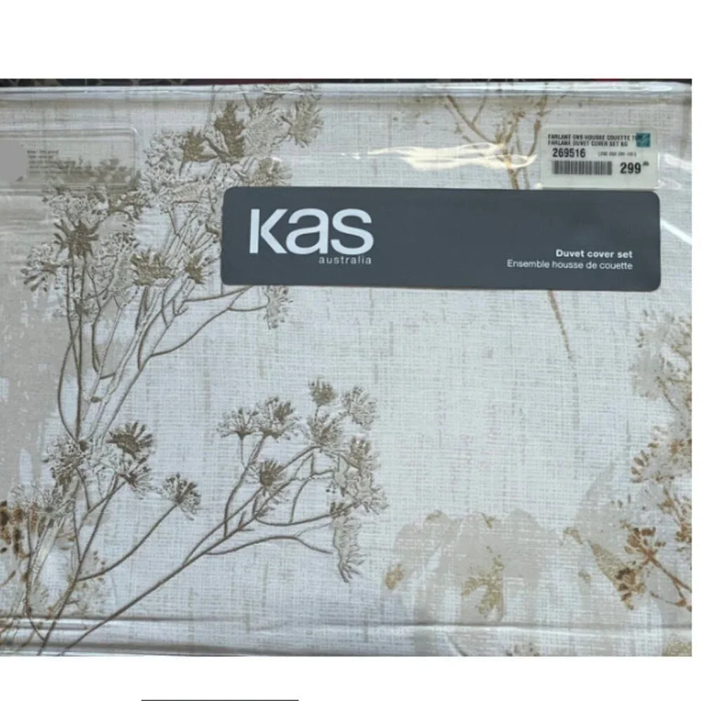Kas King Floral Embroidered Cotton Duvet Cover Set 3 Piece